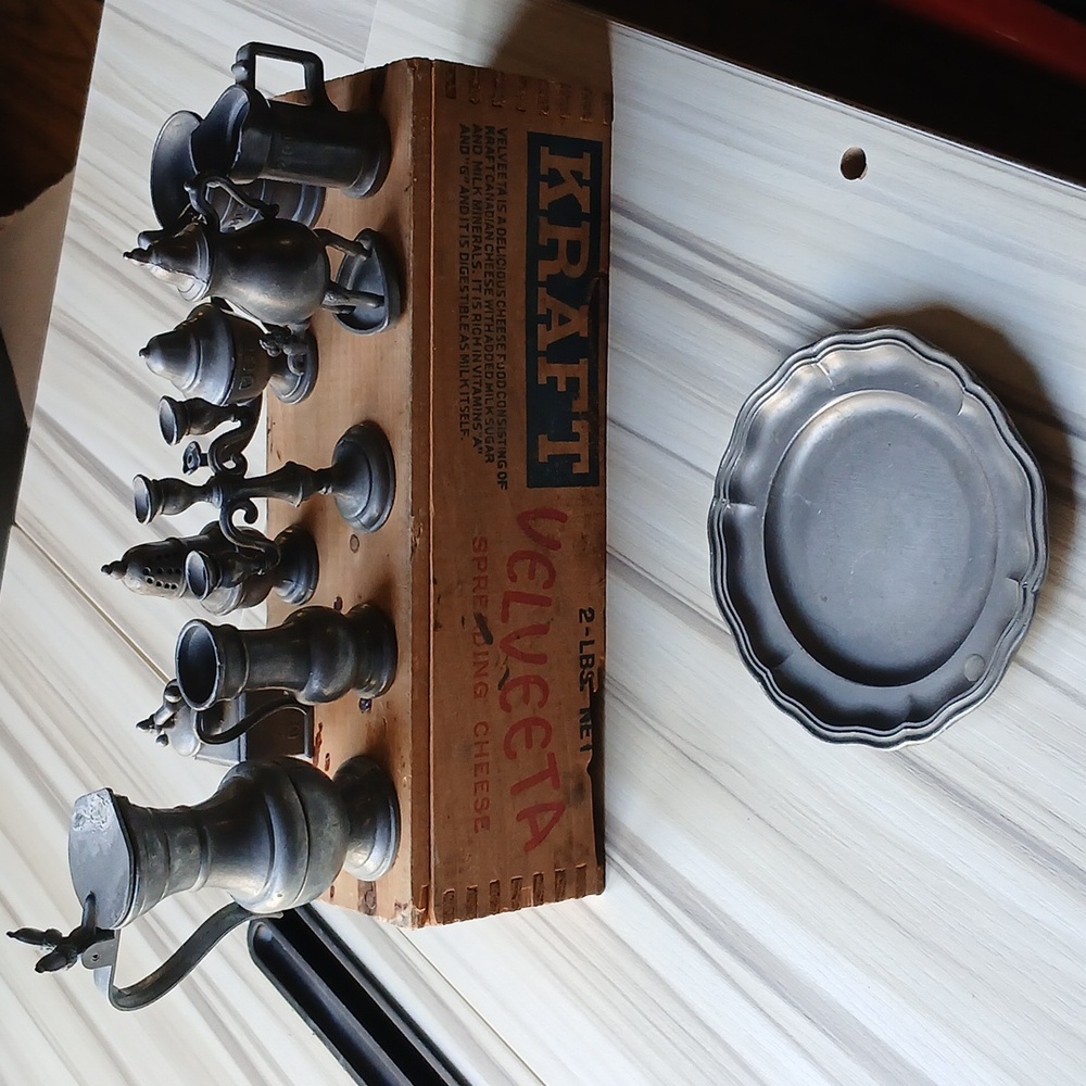 10 Piece Miniature Dollhouse Pewter Set
